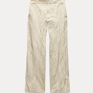 ZARA Wrinkled Satin Straight Pants, SZ S